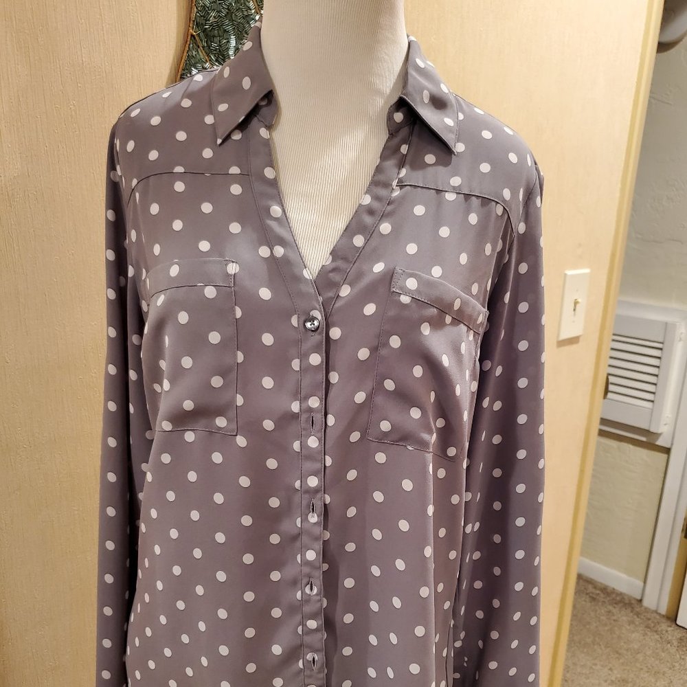 Express Gray/White Polka Dot
